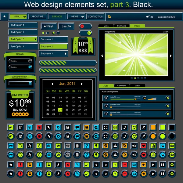 Web デザインの要素セット 3 — ストックベクタ