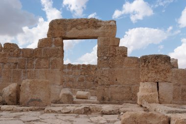 Entrance to ancient synagogue ruin clipart