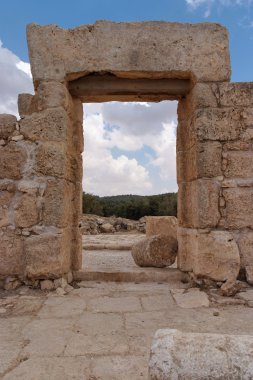 Entrance to ancient synagogue ruin clipart