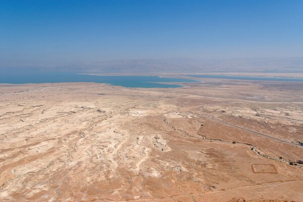 Rocky desert landscape near the Dead Sea in Israel