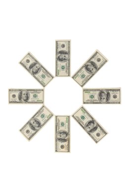 Flower made of one hundred dollar bills isolated clipart