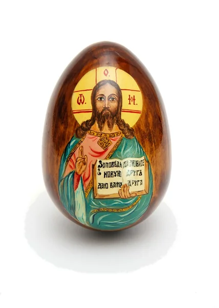 Huevo ruso de Pascua con Jesucristo aislado —  Fotos de Stock
