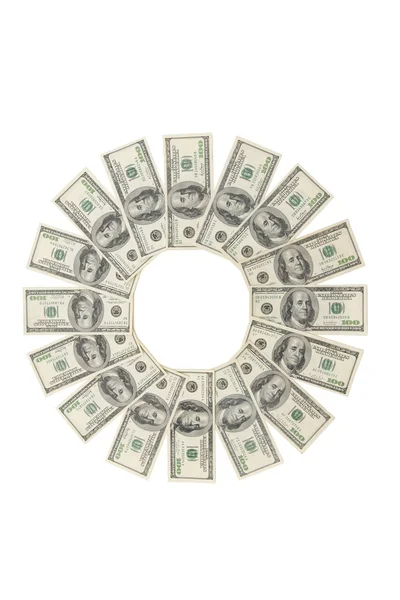 Flower made of one hundred dollar bills isolated — Stock Photo, Image
