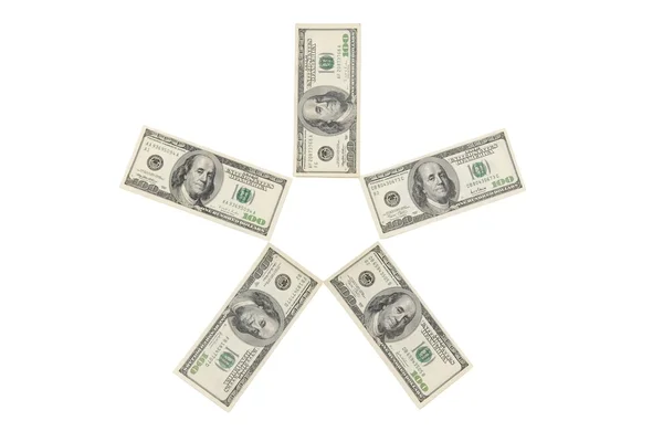 Vijf-puntige ster gemaakt van honderd-dollarbiljetten — Stockfoto