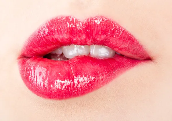 A beautiful girl`s lips — Stock Photo, Image