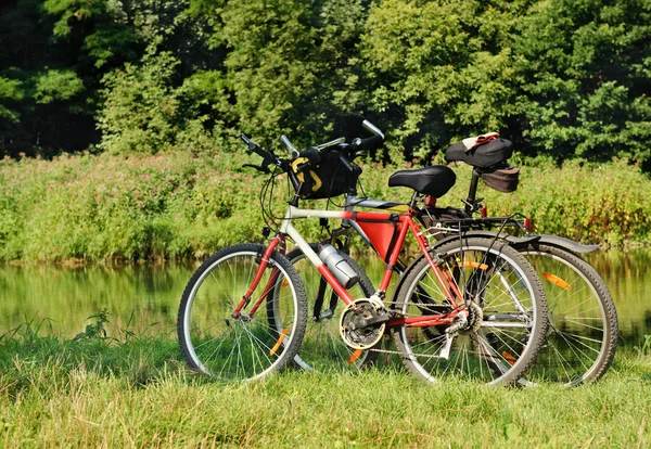 stock image Bicycles parked near the lake