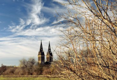 Cathedral in Prague. Vyshegrad. Shallow depth field clipart