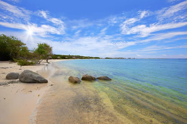 绿松石水和美丽的海滩上婴儿海滩 阿鲁巴 — 图库照片