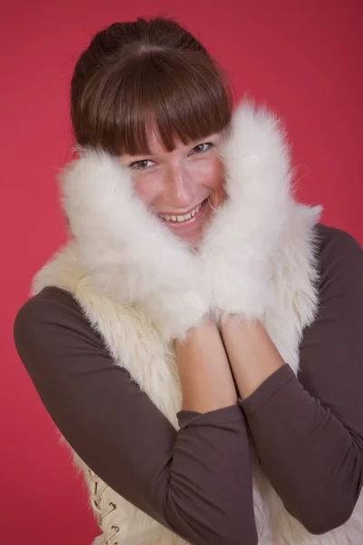 행복 한 겨울 여자 — 스톡 사진