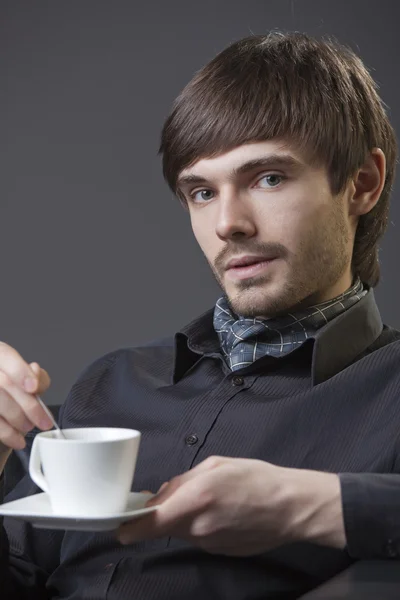 Csésze kávé férfi — Stock Fotó