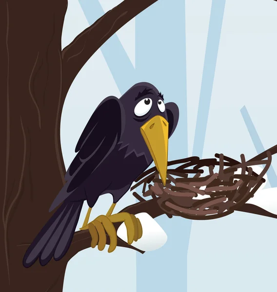 Kış Orman Raven — Stok fotoğraf