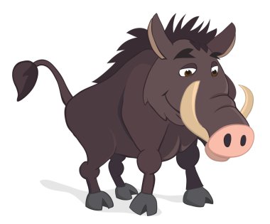 Cartoon wild boar. Isolated on white background clipart