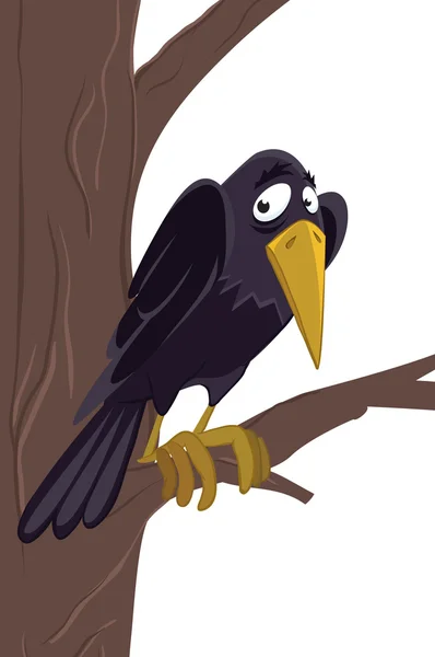 Ağaç Üzerinde Raven — Stok Vektör