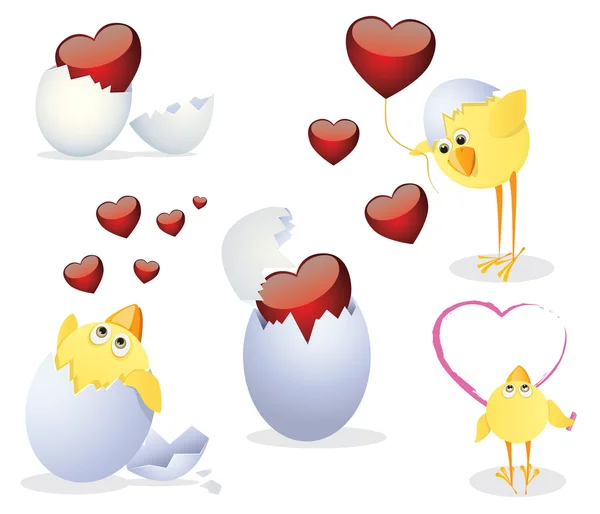 Pollos Día San Valentín Clip Art — Archivo Imágenes Vectoriales