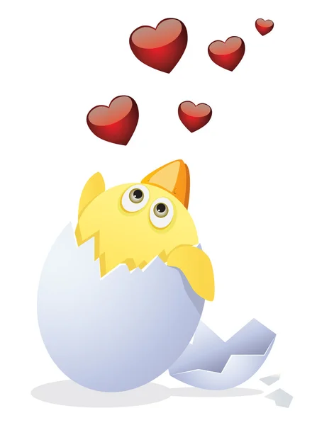 Цыпленок Сердца День Святого Валентина — стоковый вектор