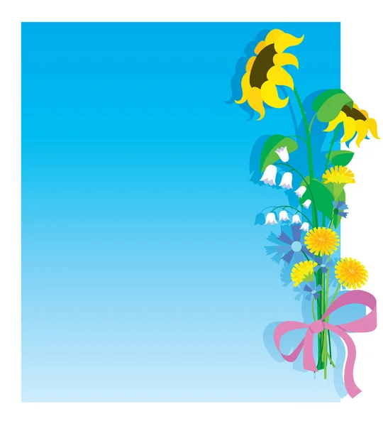 Carte Bouquet Fleurs Espace Pour Copie Texte — Image vectorielle