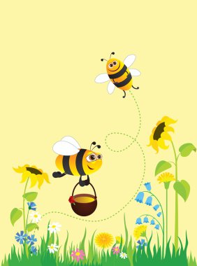 Meadow and bees clipart