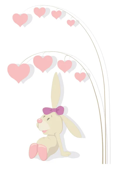 兔子和心树 情人节那天 — 图库矢量图片