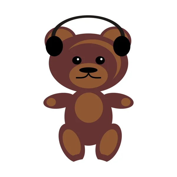 Teddy bear with earphones — Stock Vector