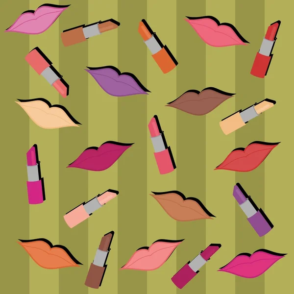 Fond avec des rouges à lèvres — Image vectorielle