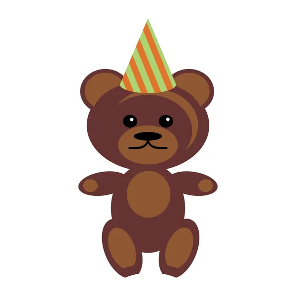 Teddybär in Partymütze — Stockvektor
