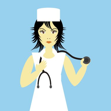 güzel genç hemşire stetoskop ile