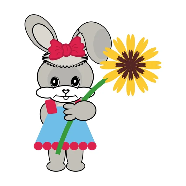 Çiçekli güzel tavşan — Stok Vektör