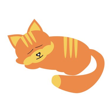 Sleeping cat on white background clipart