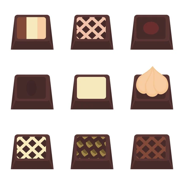 Chocolade snoepjes op wit — Stockvector