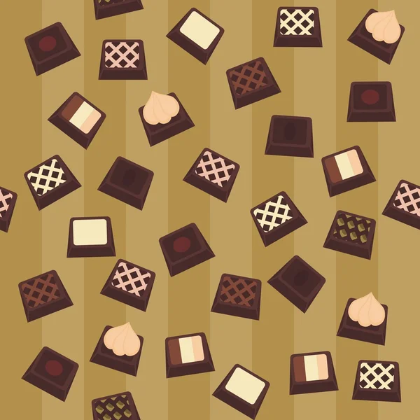 Fond sans couture avec des bonbons au chocolat — Image vectorielle