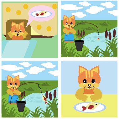 Comics short story about cat clipart