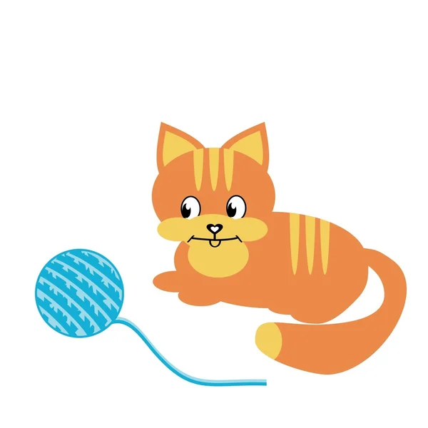 Ωραία γάτα με κουβάρι — Διανυσματικό Αρχείο