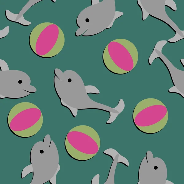 Fond sans couture avec des dauphins — Image vectorielle