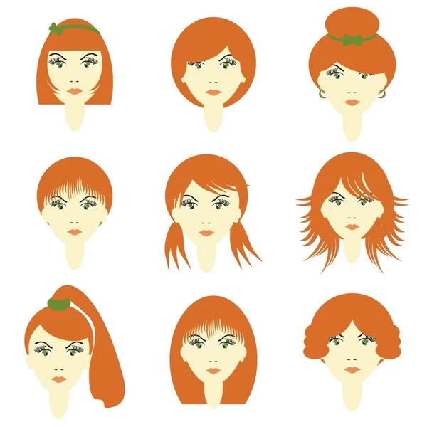 Flickor med olika frisyrer — Stock vektor