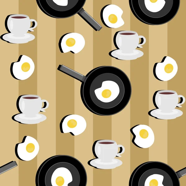 Naadloze achtergrond met kopjes koffie en eieren — Stockvector