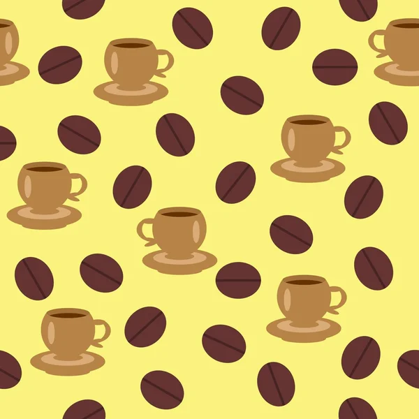 コーヒーのカップとのシームレスな背景 — ストックベクタ