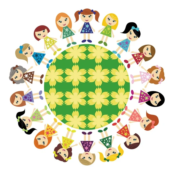 Many girls on Earth — Stock Vector