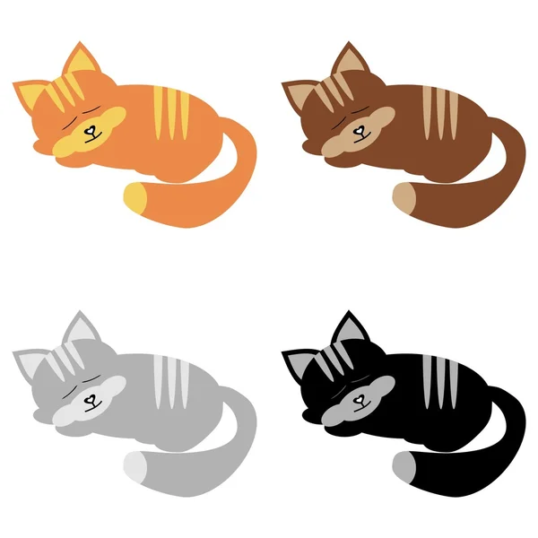 Fyra sovande katter — Stock vektor
