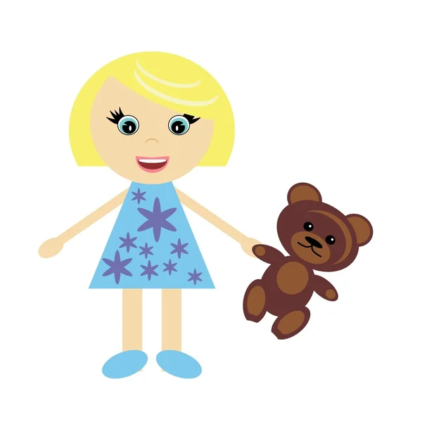 Little girl with teddy bear — Stock Vector