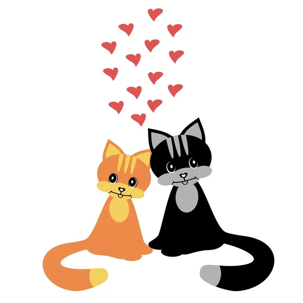 İki aşık kedi. — Stok Vektör