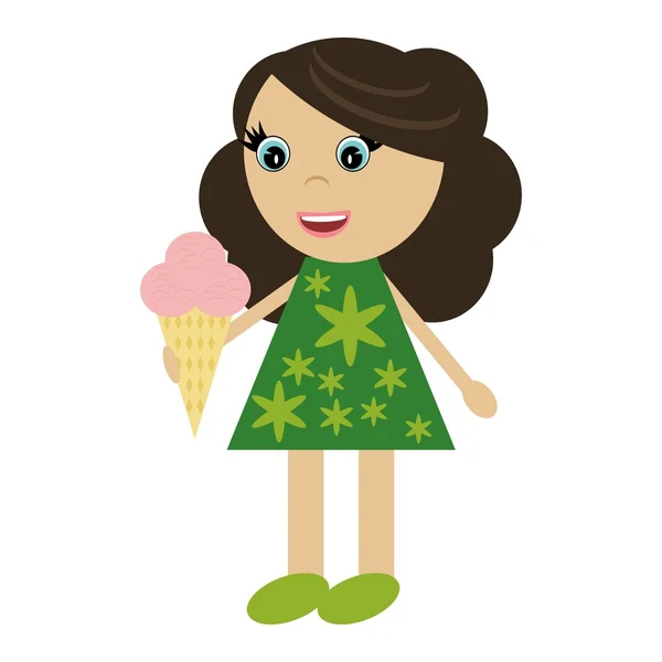 冰淇淋的漂亮小女孩 — 图库矢量图片