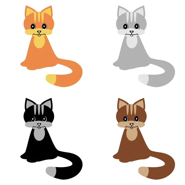Four cats on white — Stock Vector