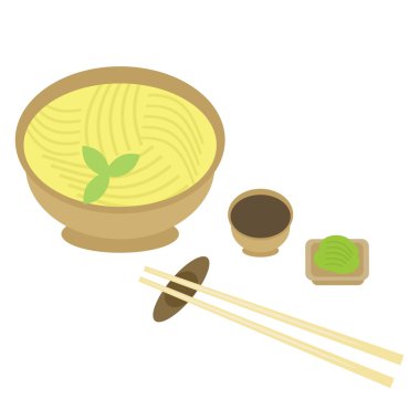 Japanese noodle and chopsticks clipart