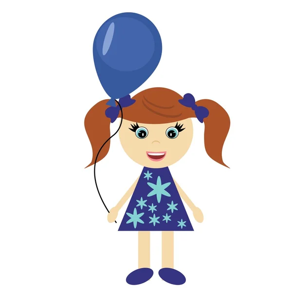 漂亮的女孩拿着气球在白色背景上 — 图库矢量图片