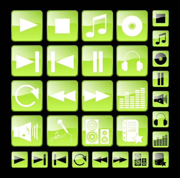 stock vector Green media icons