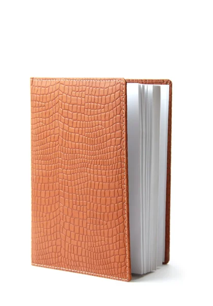 Leather Diary Book Isolated White — Stock Photo, Image
