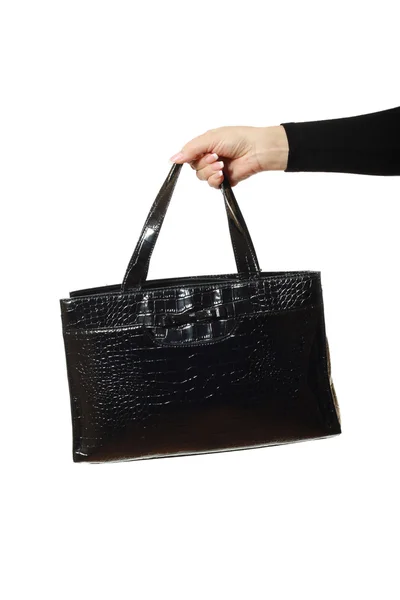 Black leather bag — Stock Photo, Image
