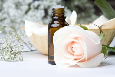 Aromatherapy oil and rose flower clipart