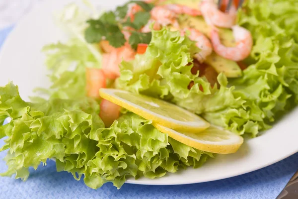 Salada com camarões e abacate — Fotografia de Stock