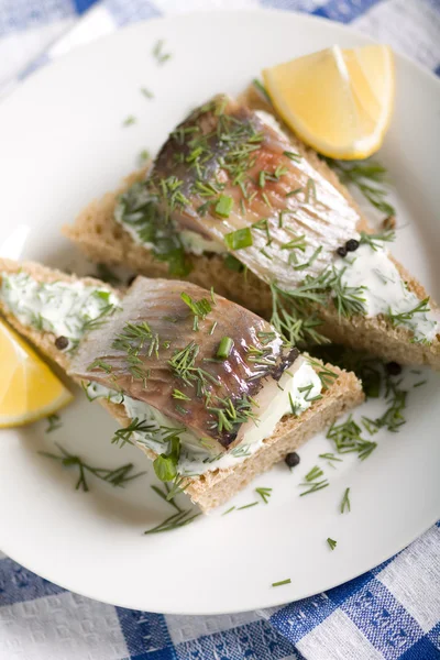 stock image Sandwich with herring